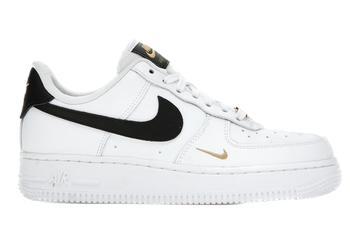Nike Air Force 1 Low '07 Essential White Black Gold Mini Swoosh (Women's) for sale