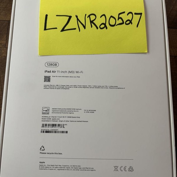 Apple iPad Air 11 inch (M3) 2025 - Wi-Fi, 128 GB, Gray, A3266