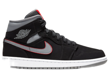 Jordan 1 Mid Black Particle Grey Gym Red for sale
