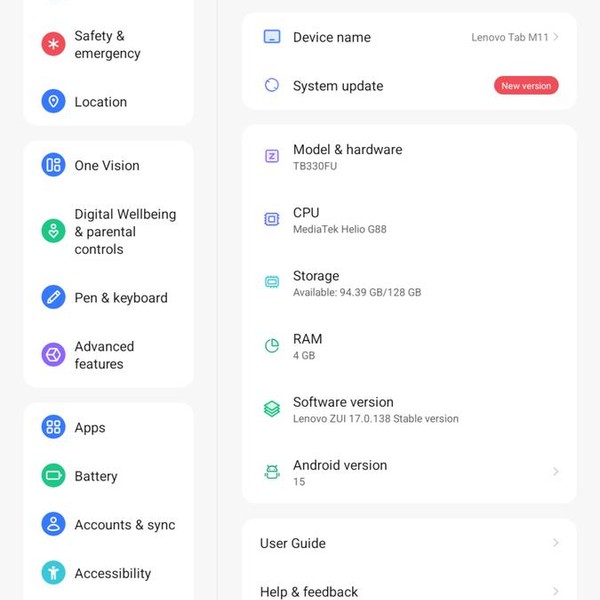 Lenovo Tab M11 - Wi-Fi, Gray, 128 GB, 4 GB