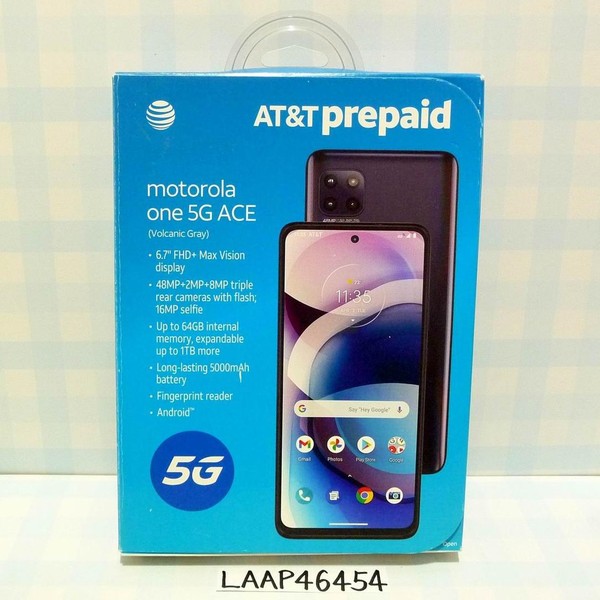 Motorola One 5G Ace - AT&T, 64 GB, Gray, 4 GB, Prepaid