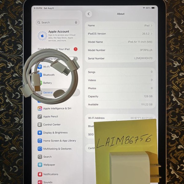 Apple iPad Air 11 inch (M4) 2026 - Wi-Fi, 128 GB, Purple, A3459