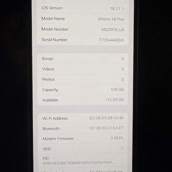 Apple iPhone 14 Plus - AT&T, Blue, 128 GB, A2632