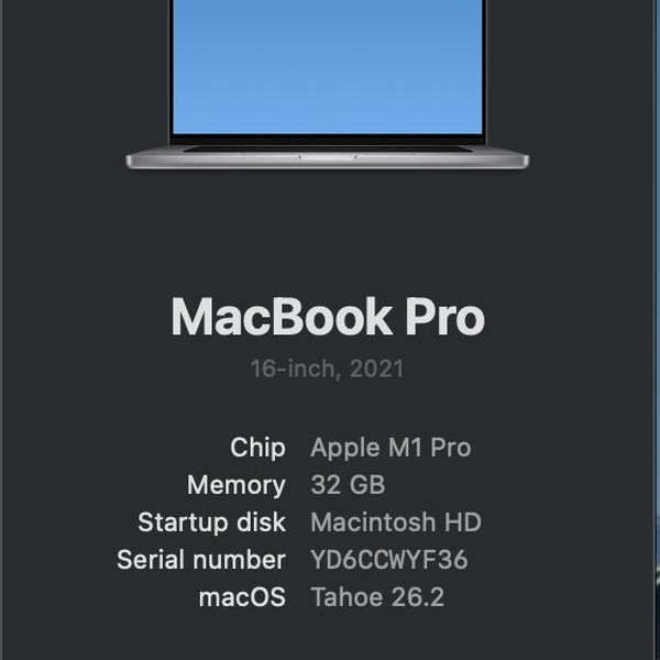 MacBook Pro 2021 - 16 inch - 2 TB, Gray, 32 GB, Apple M1 Pro 10-core
