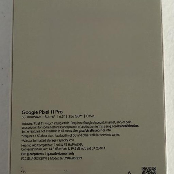 Google Pixel 11 Pro - Unlocked, 256 GB, Olive, 12 GB, G7SWN