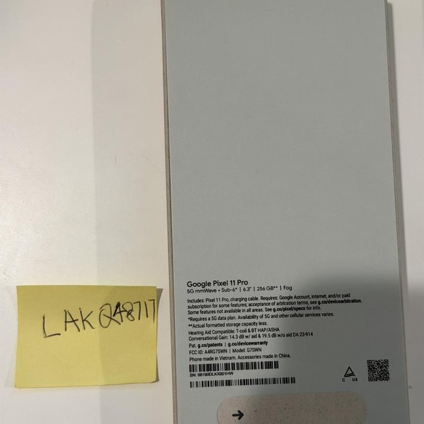 Google Pixel 11 Pro - Unlocked, 256 GB, Fog, 12 GB, G7SWN