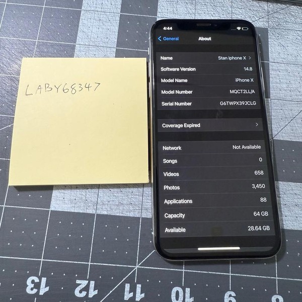 Apple iPhone X - T-Mobile, 64 GB, Silver, A1865