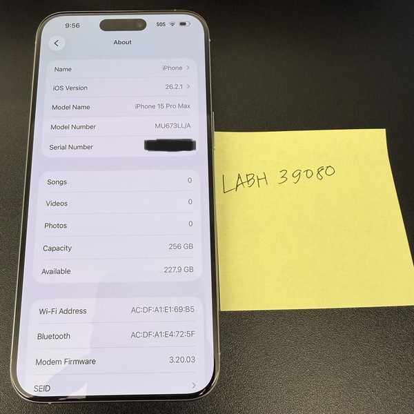 Apple iPhone 15 Pro Max - Unlocked, 256 GB, White, A2849