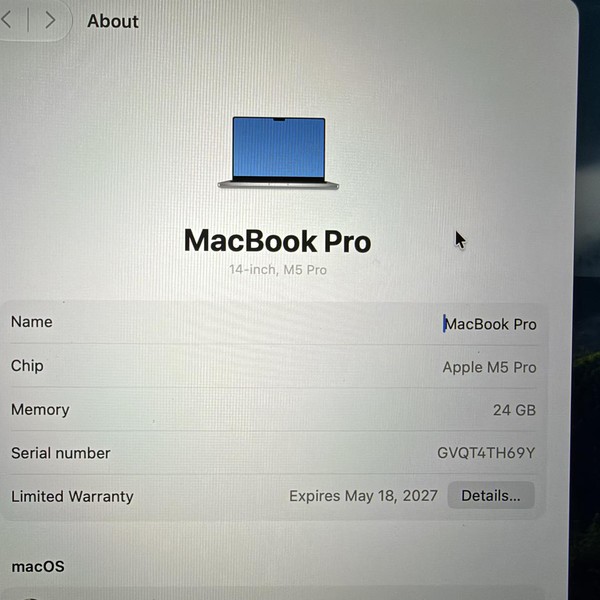 MacBook Pro 2026 - 14 inch (M5) - 1 TB, Silver, 24 GB, Apple M5 Pro 15-core (16-core GPU), Standard Display