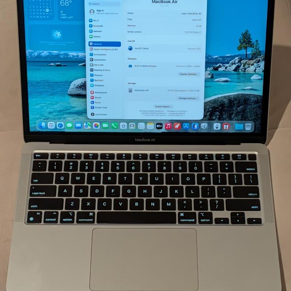 MacBook Air 2020 - 13 inch - 256 GB, Silver, 8 GB, Apple M1