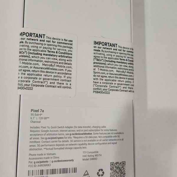 Google Pixel 7a - T-Mobile, 128 GB, Charcoal, 8 GB, GWKK3