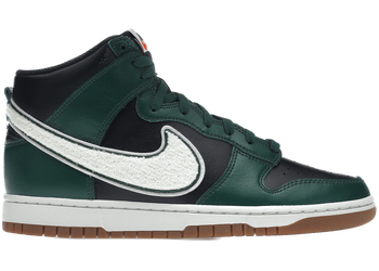 Nike Dunk High Chenille Swoosh Black Green for sale