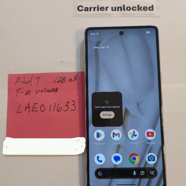 Google Pixel 7 - T-Mobile, 128 GB, Lemongrass, 8 GB, GVU6C, Sub-6 5G