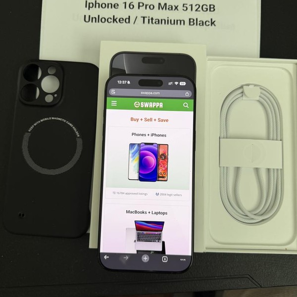 Apple iPhone 16 Pro Max - Unlocked, Black, 512 GB, A3084