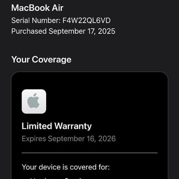 MacBook Air 2025 (M4) - 15 inch - 256 GB, Midnight, 16 GB, Apple M4