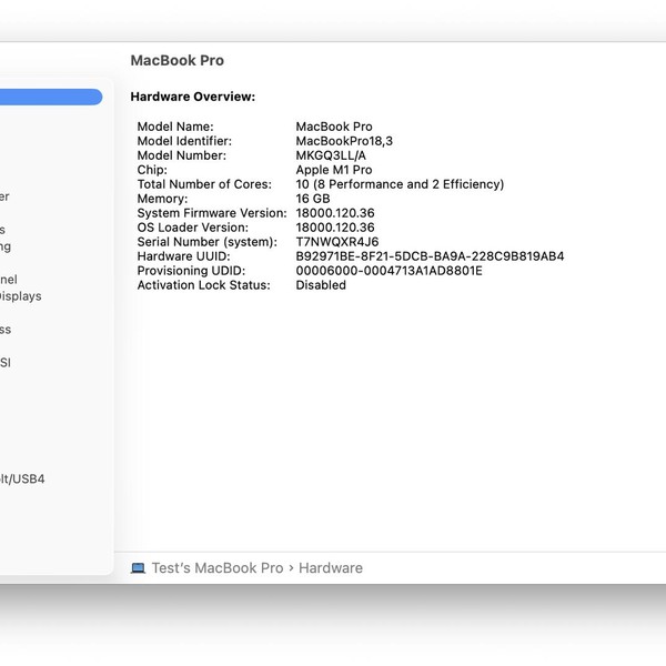 MacBook Pro 2021 - 14 inch - 1 TB, Gray, 16 GB, Apple M1 Pro 10-core