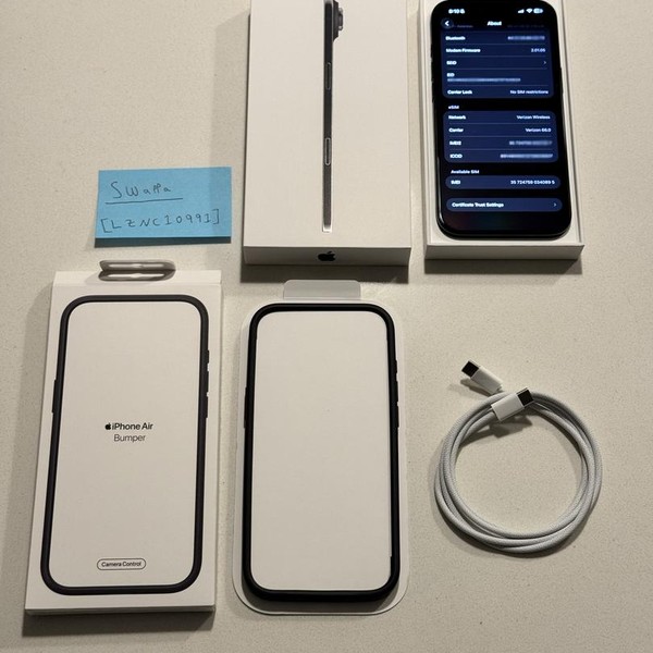 Apple iPhone Air - Unlocked, 512 GB, Space Black, A3260