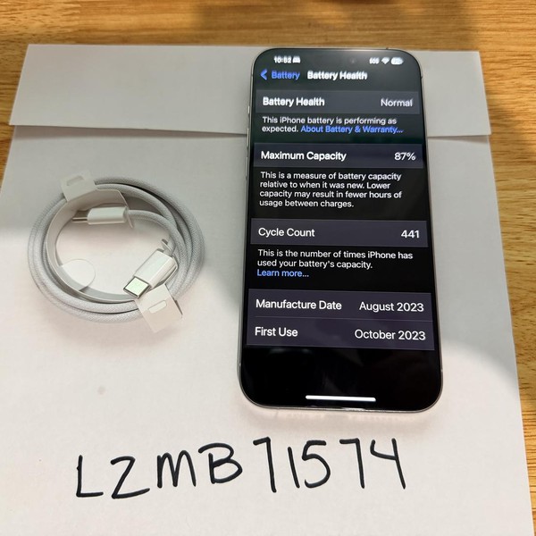 Apple iPhone 15 Pro Max - Unlocked, 256 GB, White, A2849