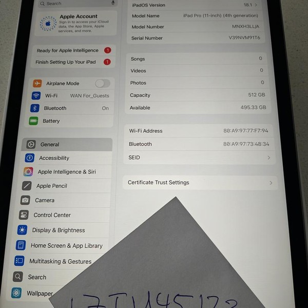 Apple iPad Pro 11 inch 4th Gen 2022 - Wi-Fi, 512 GB, Silver