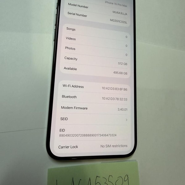 Apple iPhone 15 Pro Max - Unlocked, 512 GB, Black, A2849