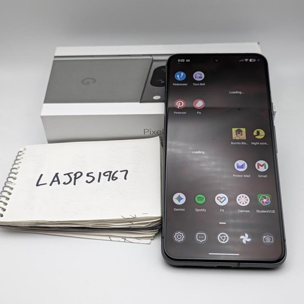 Google Pixel 8 - Google Fi, 128 GB, Obsidian, 8 GB, G9BQD, Sub-6 5G