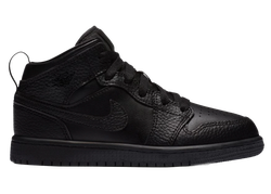 Jordan 1 Mid Triple Black Tumbled Leather (PS) for sale