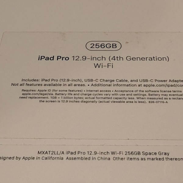 Apple iPad Pro 12.9 inch 4th Gen 2020 - Wi-Fi, 256 GB, Gray, A2229