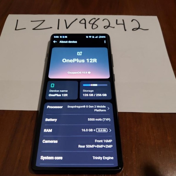 OnePlus 12R - Unlocked, 256 GB, Gray, 16 GB, CPH2611