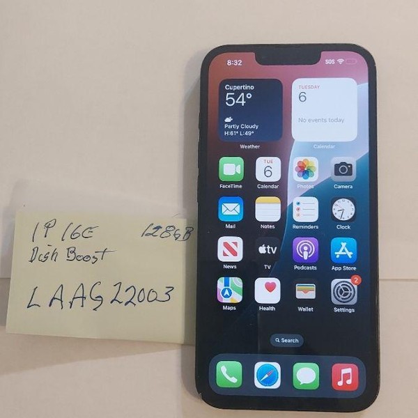 Apple iPhone 16e - Boost, 128 GB, Black, A3212