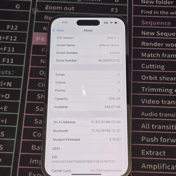 Apple iPhone 14 Pro - Unlocked, 256 GB, Purple, A2650
