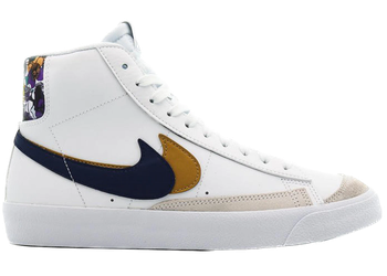 Nike Blazer Mid '77 SE Double Swoosh White Blue Void Metallic Gold (GS) for sale