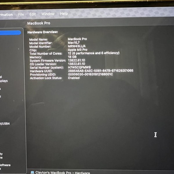 MacBook Pro Late 2023 (M3) - 16 inch - 512 GB, Silver, 18 GB, Apple M3 Pro 12-core, 18-core GPU