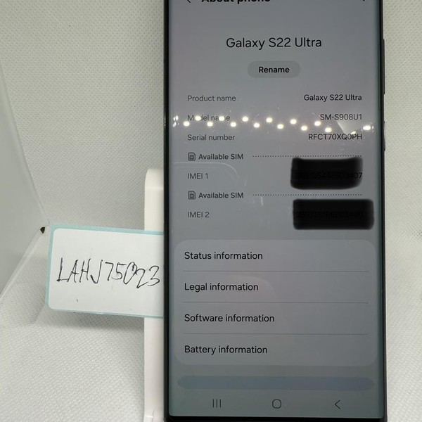 Samsung Galaxy S22 Ultra - Unlocked, 128 GB, Black, 8 GB, SM-S908U1