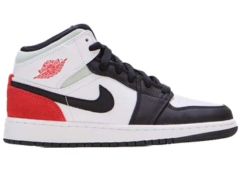 Jordan 1 Mid SE White Black Red Spruce (GS) for sale
