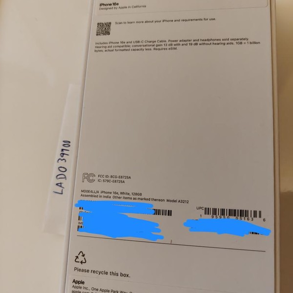 Apple iPhone 16e - Cricket, 128 GB, White, A3212