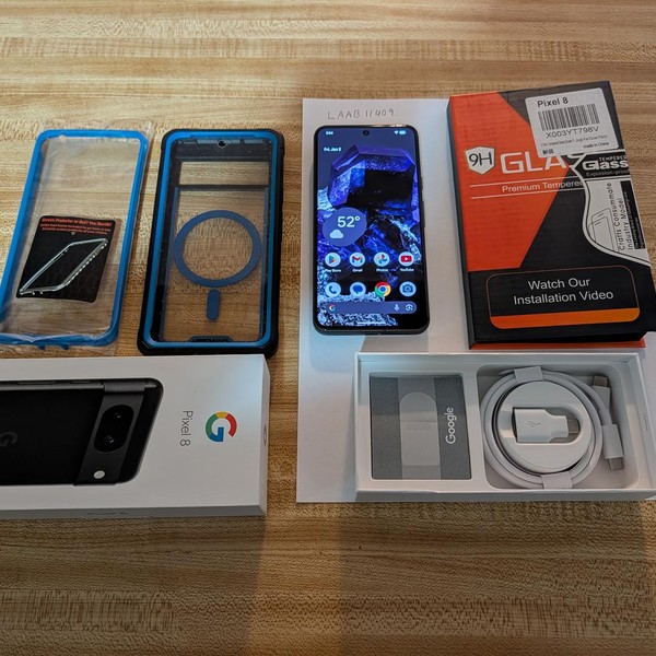 Google Pixel 8 - Unlocked, 128 GB, Obsidian, 8 GB, G9BQD, Sub-6 5G