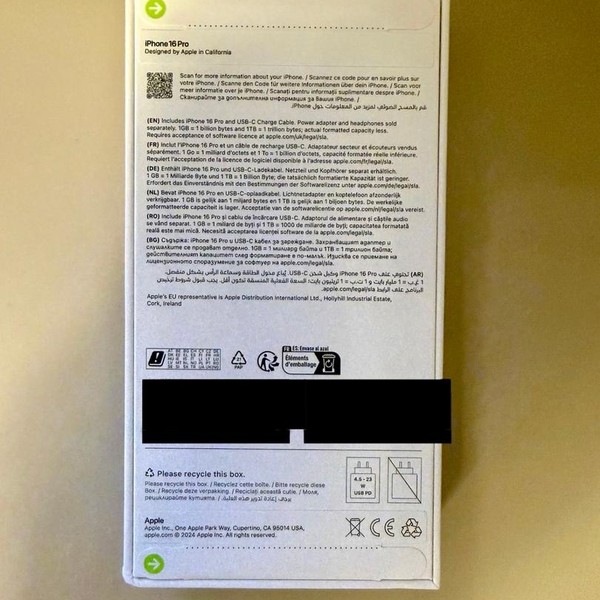 Apple iPhone 16 Pro - Unlocked Non-US, 512 GB, Black, A3293