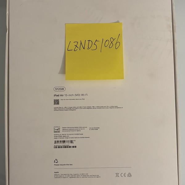 Apple iPad Air 13 inch (M3) 2025 - Wi-Fi, 512 GB, Purple