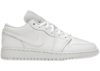 Jordan 1 Low Triple White Tumbled Leather (GS) for sale