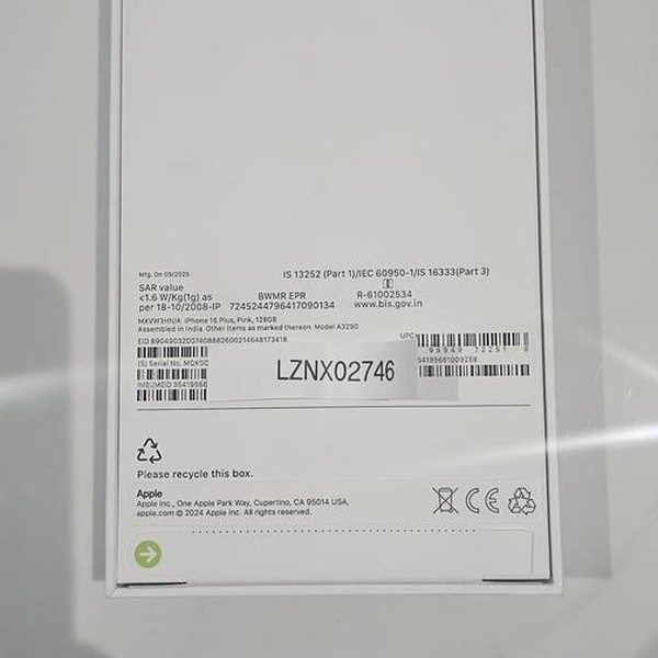 Apple iPhone 16 Plus - Unlocked Non-US, 128 GB, Pink, A3290