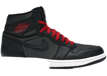 Jordan 1 Retro High Black Satin Gym Red for sale