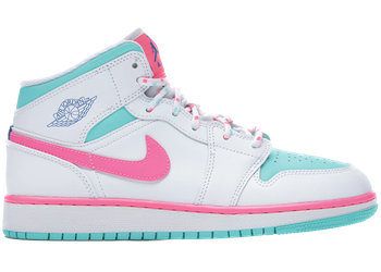 Jordan 1 Mid White Pink Green Soar (GS) for sale
