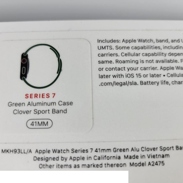 Apple Watch Series 7 41mm - Unlocked, Green, A2475 - Cellular, Aluminum