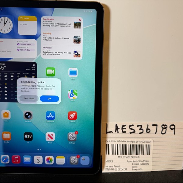 Apple iPad Air (5th Gen) - Unlocked, 64 GB, Gray, A2589