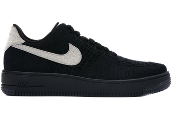 Nike Air Force 1 Flyknit Low Black Metallic Silver for sale