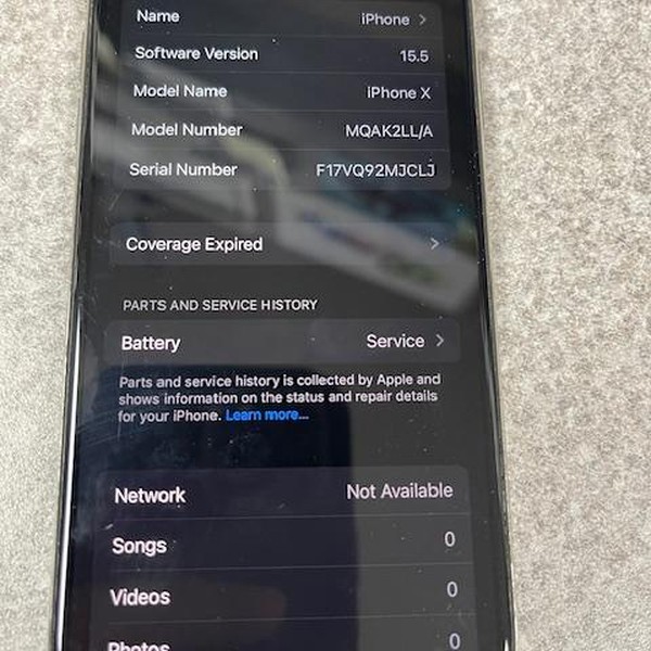 Apple iPhone X - AT&T, 64 GB, Silver, A1901, GSM