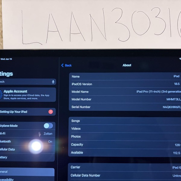 Apple iPad Pro 11 inch 3rd Gen 2021 - Unlocked, 128 GB, Gray