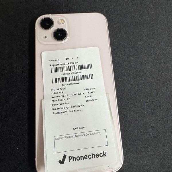 Apple iPhone 13 - Unlocked, 128 GB, Pink, A2482