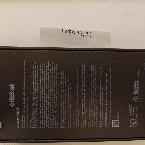 Samsung Galaxy S25 FE - Cricket, 128 GB, Black, SM-S731U