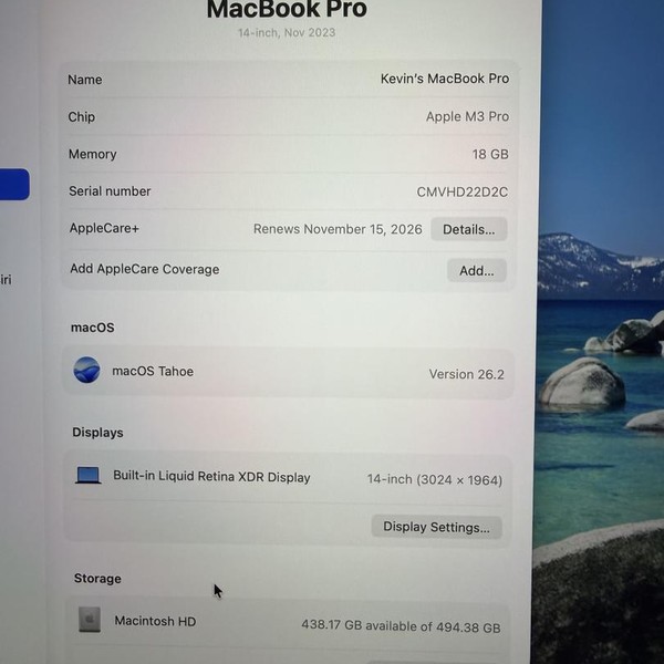 MacBook Pro Late 2023 (M3) - 14 inch - 512 GB, Black, 18 GB, Apple M3 Pro 11-core, 14-core GPU